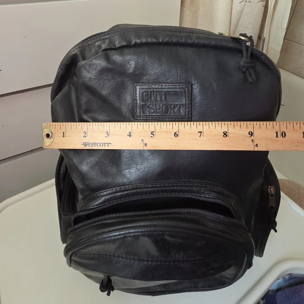 Citi Sport Black Vegan Leather Vintage Men's Moto Backpack NWT
